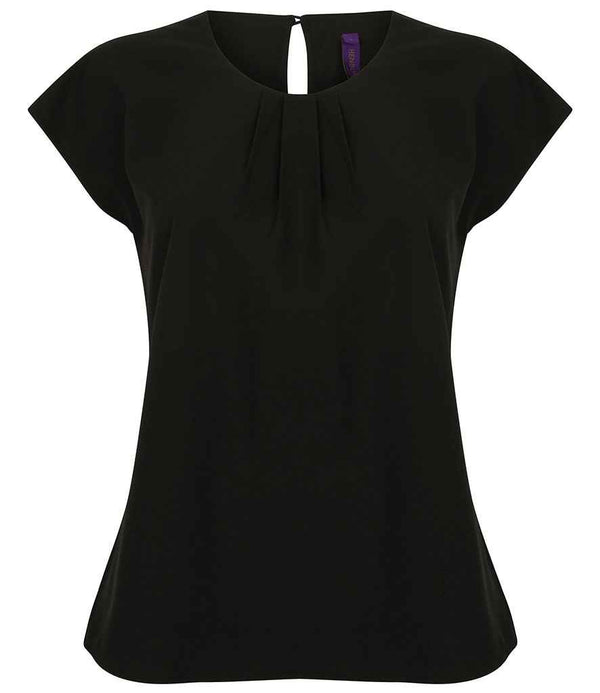 Henbury Ladies Pleat Front Short Sleeve Blouse